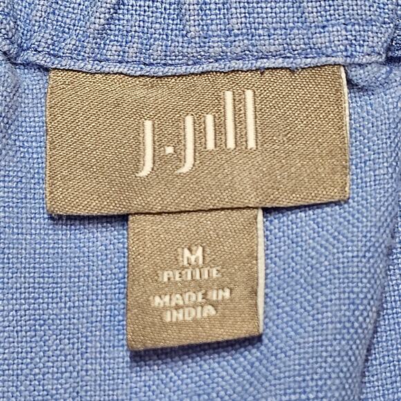 J. Jill Light Blue 100% Linen Pull-On Cropped Wide Leg Pants Size M Petite - Picture 4 of 8
